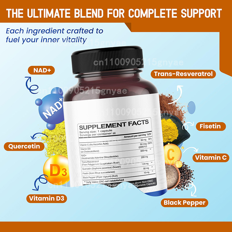 900mg NAD+ Supplement: Nicotin - Resveratrol Capsule Anti Aging 评论和价格