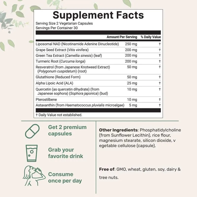 Extra Strength NAD Supplement  - Resveratrol Capsule Anti Aging 评论和价格